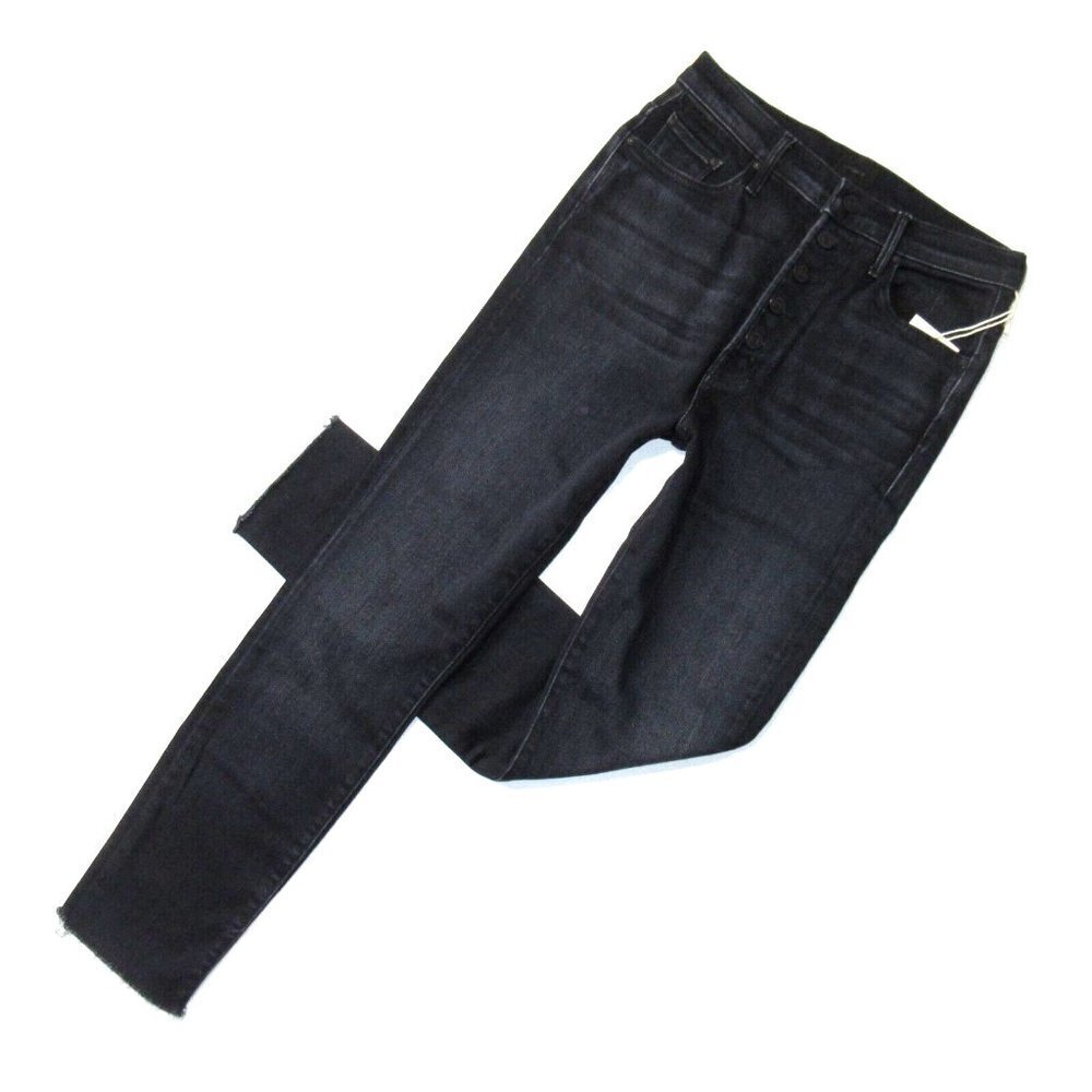 NWT Mother Pixie Swooner Ankle Fray in Thunder Road Button Fly Skinny Jeans 28